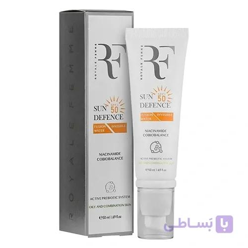 کرم ضد آقتاب بی رنگ آر اف RF رویال فم مناسب پوست چرب و مختلط — تصویر 1
