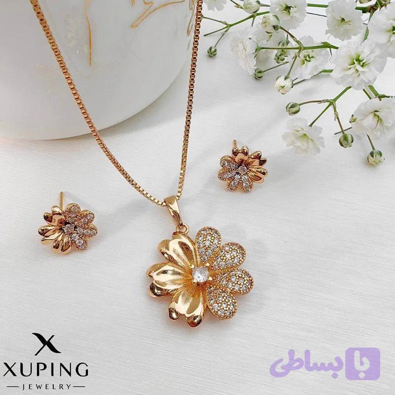 نیم ست طرح گل نگین دار ژوپینگ