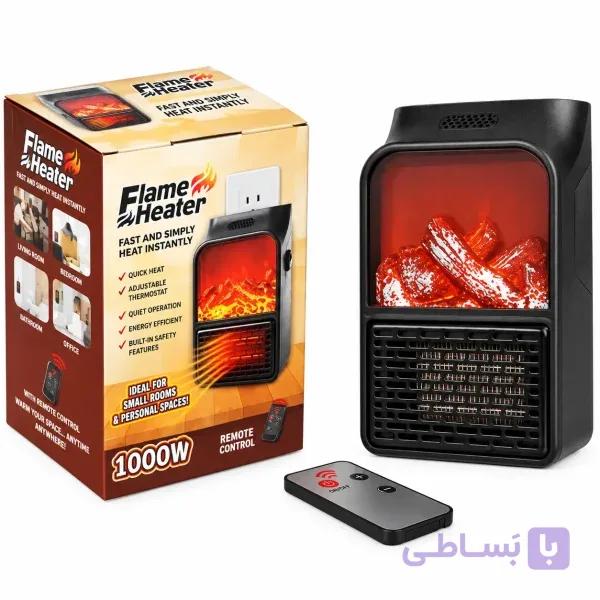 هیتر برقی پریزی Flame Heater 1000 وات طرح شومینه با ریموت کنترل — تصویر 1