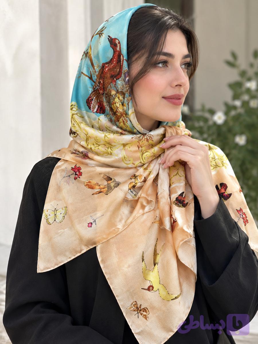 روسری دوردست دوز مام ابریشم زنانه