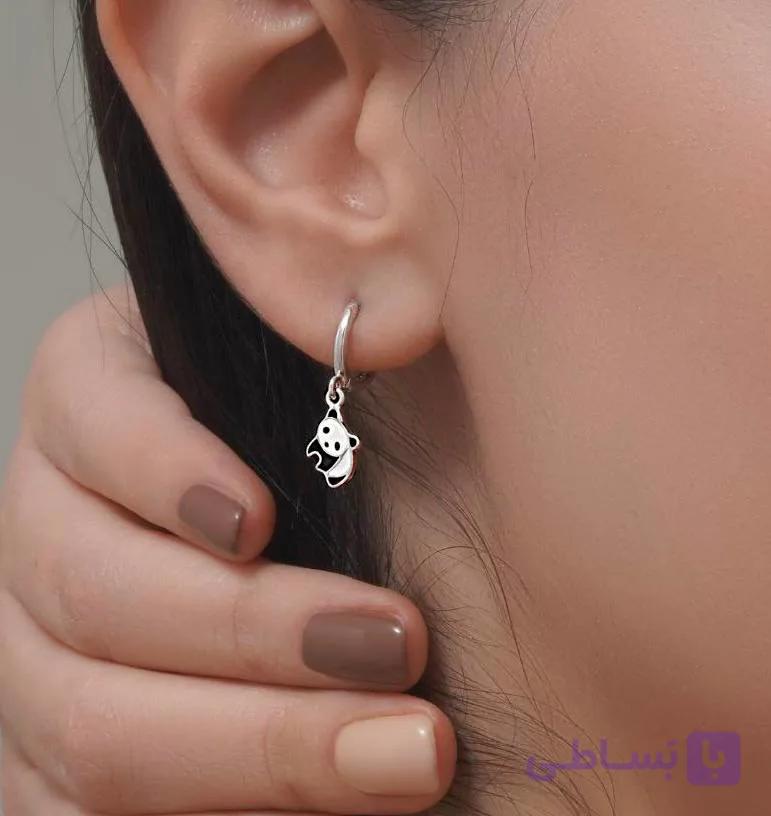 گوشواره نقره پاندا خارجی 0055