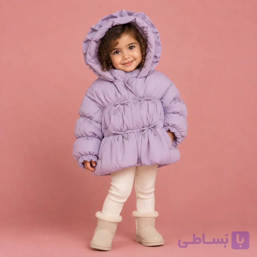 172 – کاپشن وارداتی شاین دار یاسی — تصویر 1