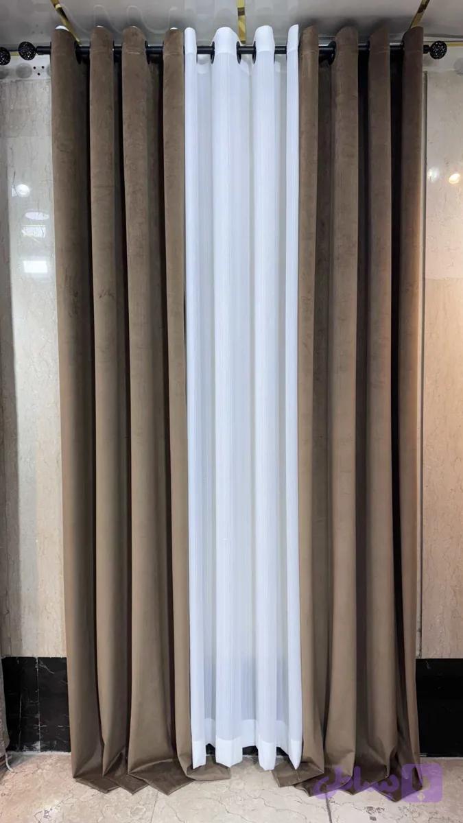 پرده مخمل وارداتی رنگ موکا