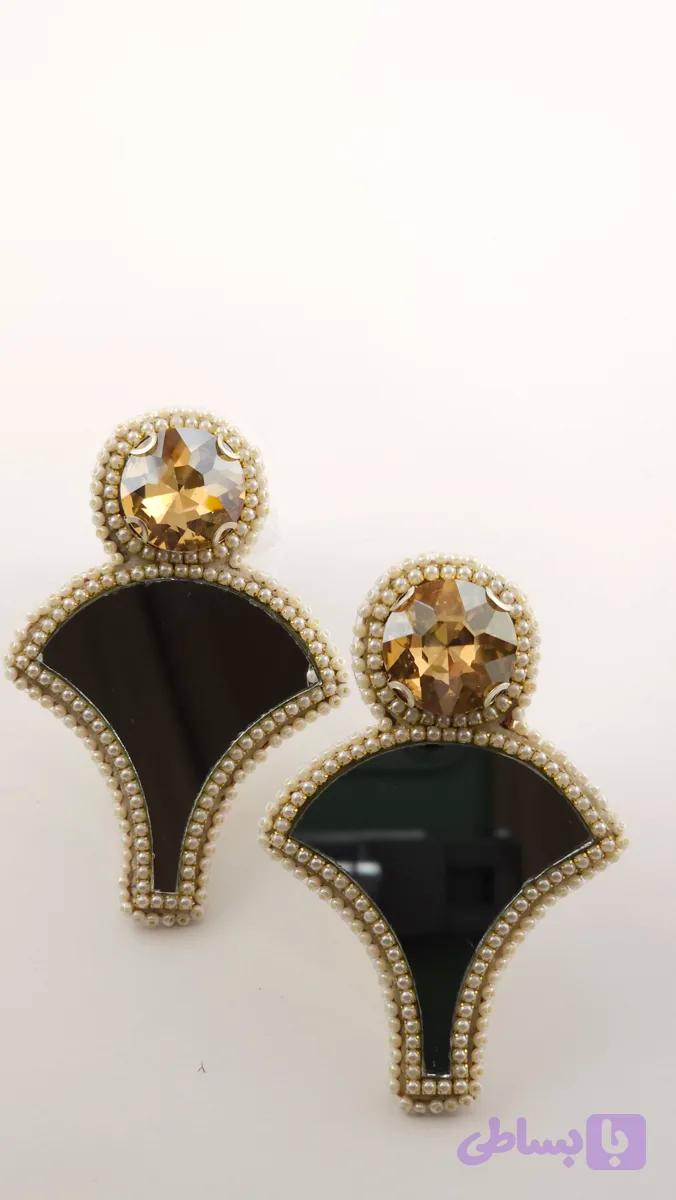 گوشواره جواهردوزی دستساز زرسا