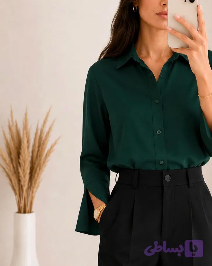شومیز مجلسی سبز طرح دانژه