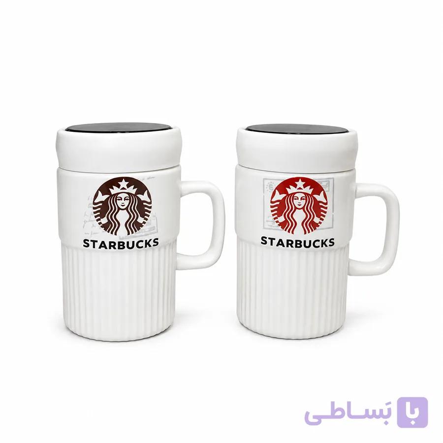 ماگ طرح استارباکس درب آینه ای
