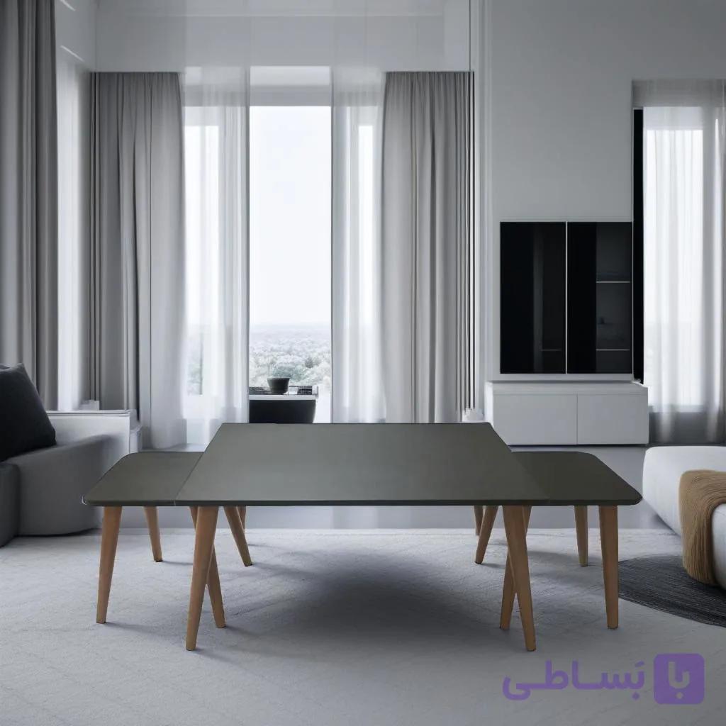 میز جلومبلی مستطیل مشکی مدل مینیمال مجموعه 3 عددی
