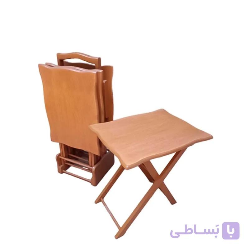 میز عسلی مدل مجموعه 4 عددی روکش چوب