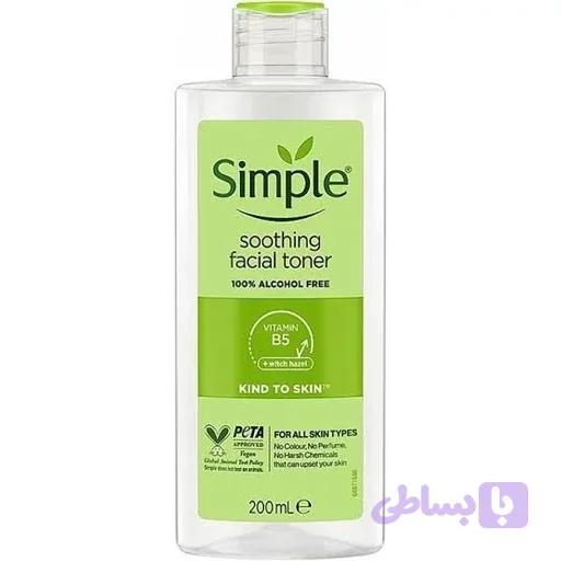 تونر سیمپل۲۰۰ میل اصلی مدلsoomthing facial toner