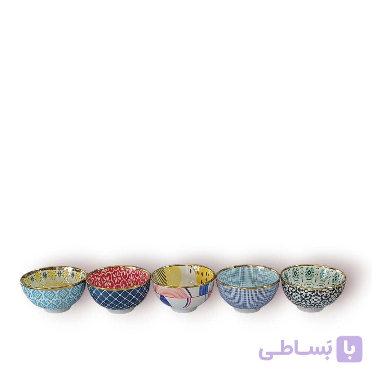 پیاله ماست .ترشی سرامیکی طرح دار لب طلایی (بدون جعبه ) دونه ای