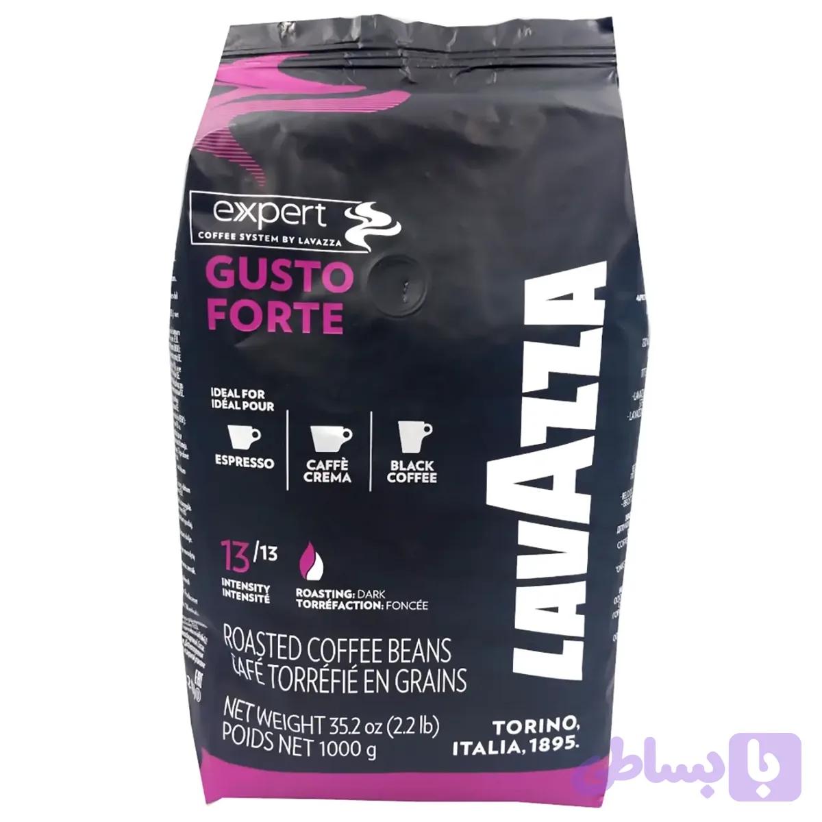 دانه قهوه لاوازا گوستو فورته اکسپرت 100% روبوستا 1کیلویی با طعم کاکائو Lavazza Gusto Forte Expert Coffee Beans