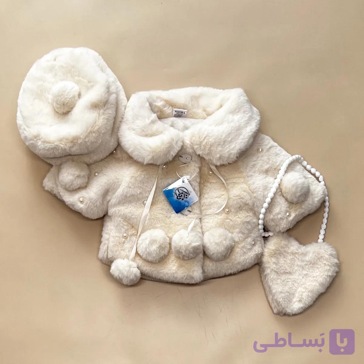 شنل نوزادی به همراه کلاه و کیف موکا — تصویر 1