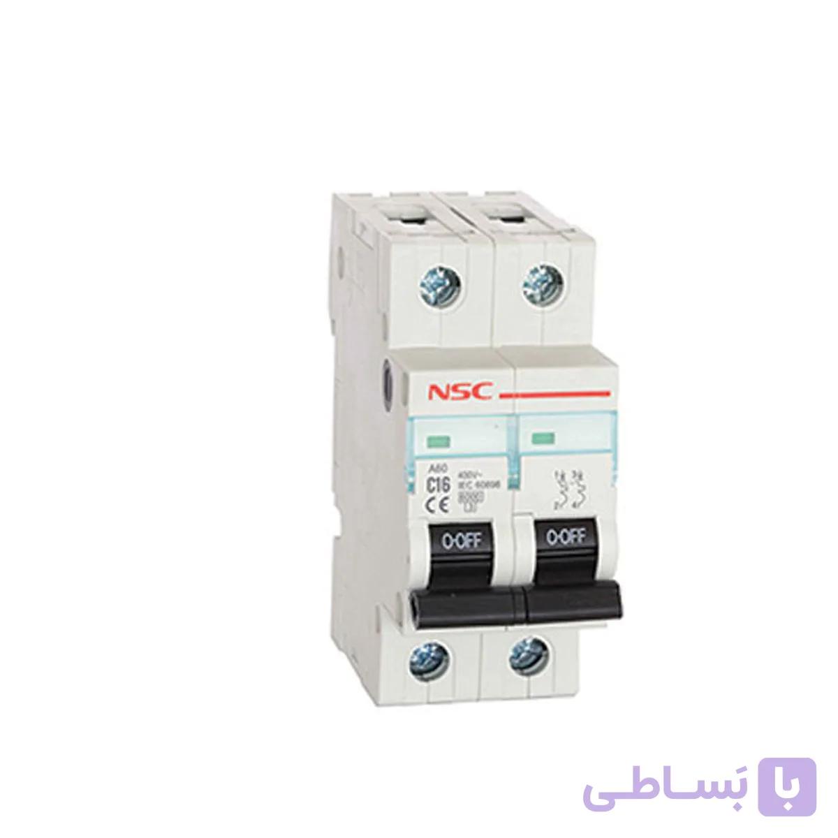 فیوز مینیاتوری دو پل NSC تیپ C (بسته ی 6 تایی)