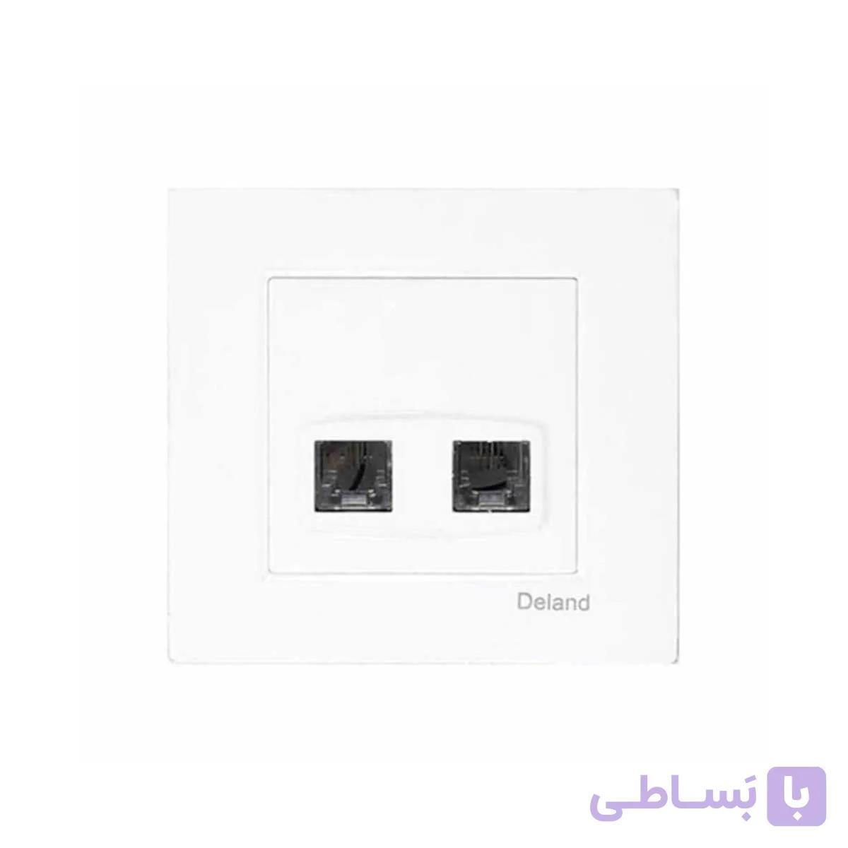 پریز دو سوکت تلفن سفید دلند طرح آسا (بسته ی 100 تایی)