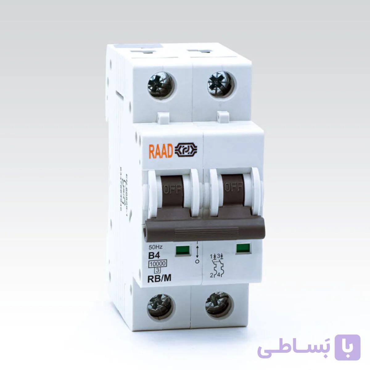 کلید مینیاتوری 2 پل 10 کیلوآمپر DC تیپ C رعد الکتریک (کارتنی) — تصویر 1