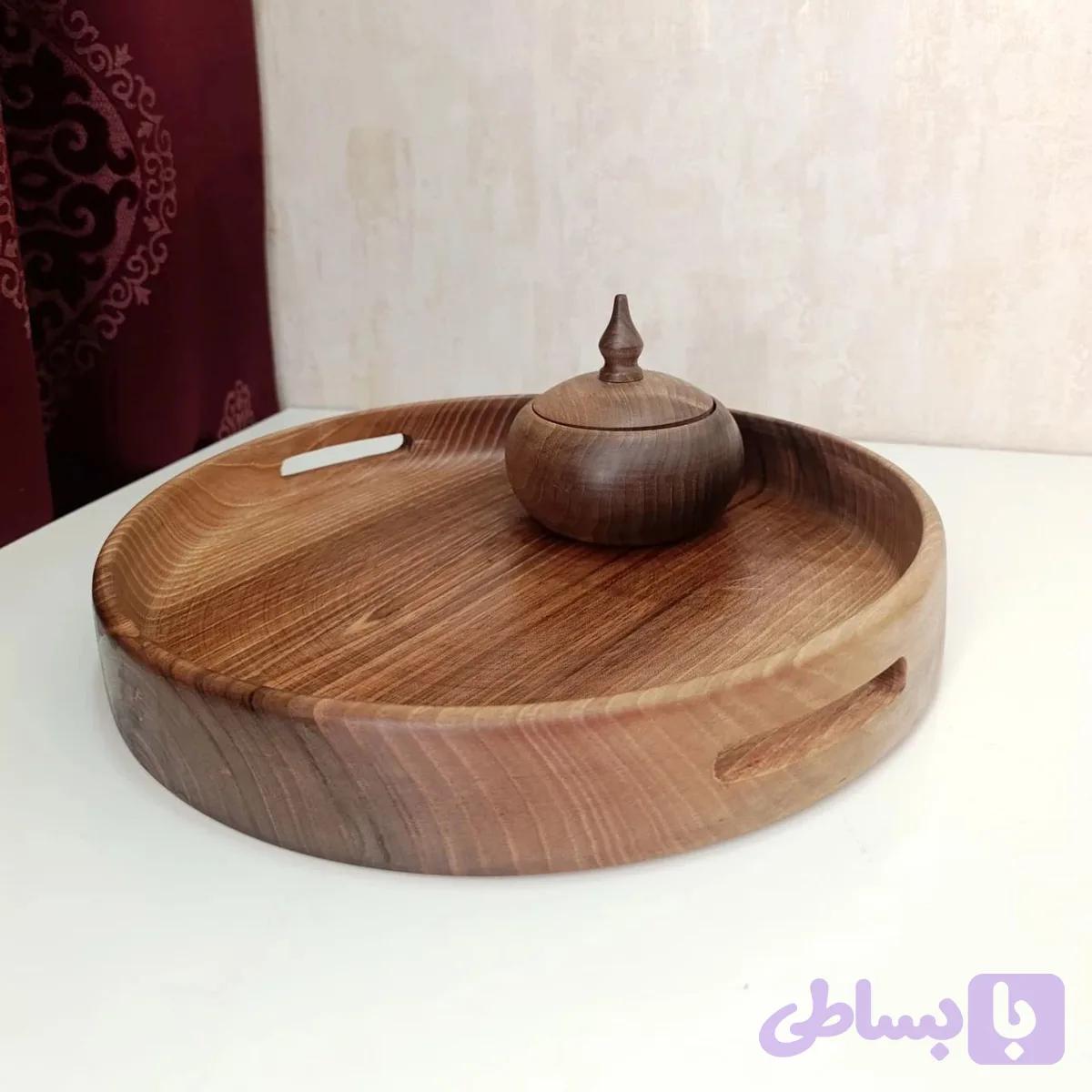 سینی پذیرایی گرد Pastilwood چوب گردو
