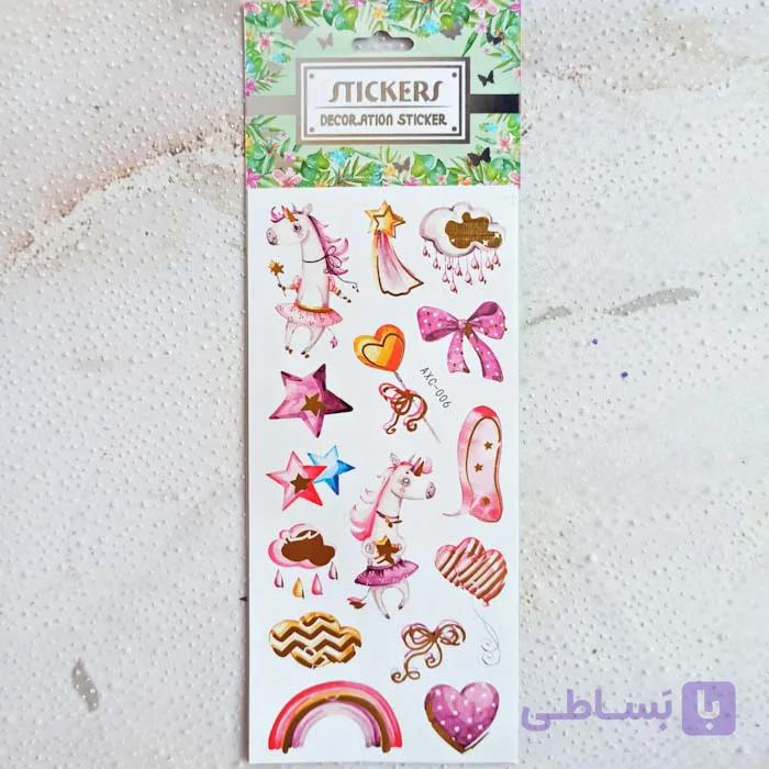 استیکر طلاکوب طرح یونیکورن — تصویر 1