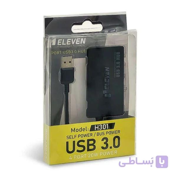 هاب USB 3.0 چهارپورت ELEVEN ایلون مدل H301 — تصویر 1
