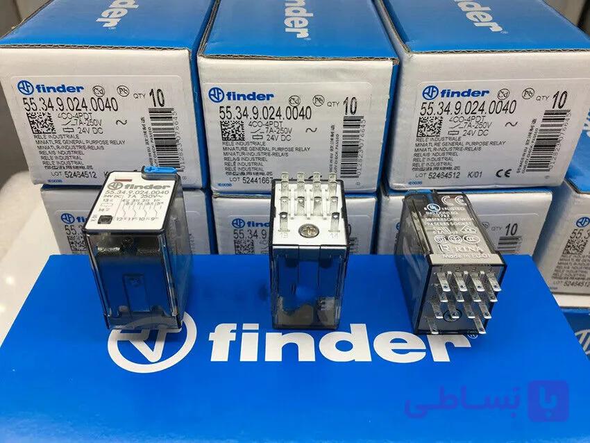 رله فیندر 24V DC چهار کنتاکت 7 آمپر (Finder 55.34.90.24)