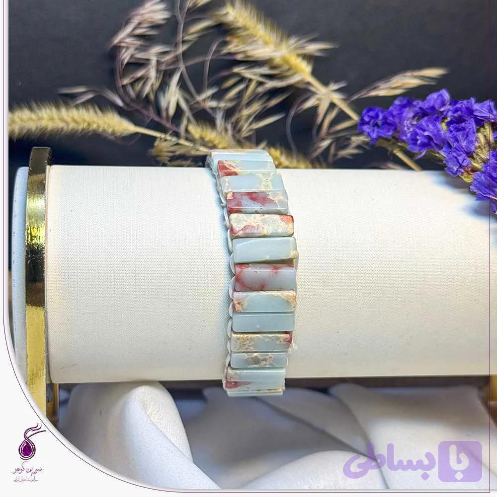 دستبند سنگ جاسپر دریایی کد B207 — تصویر 1