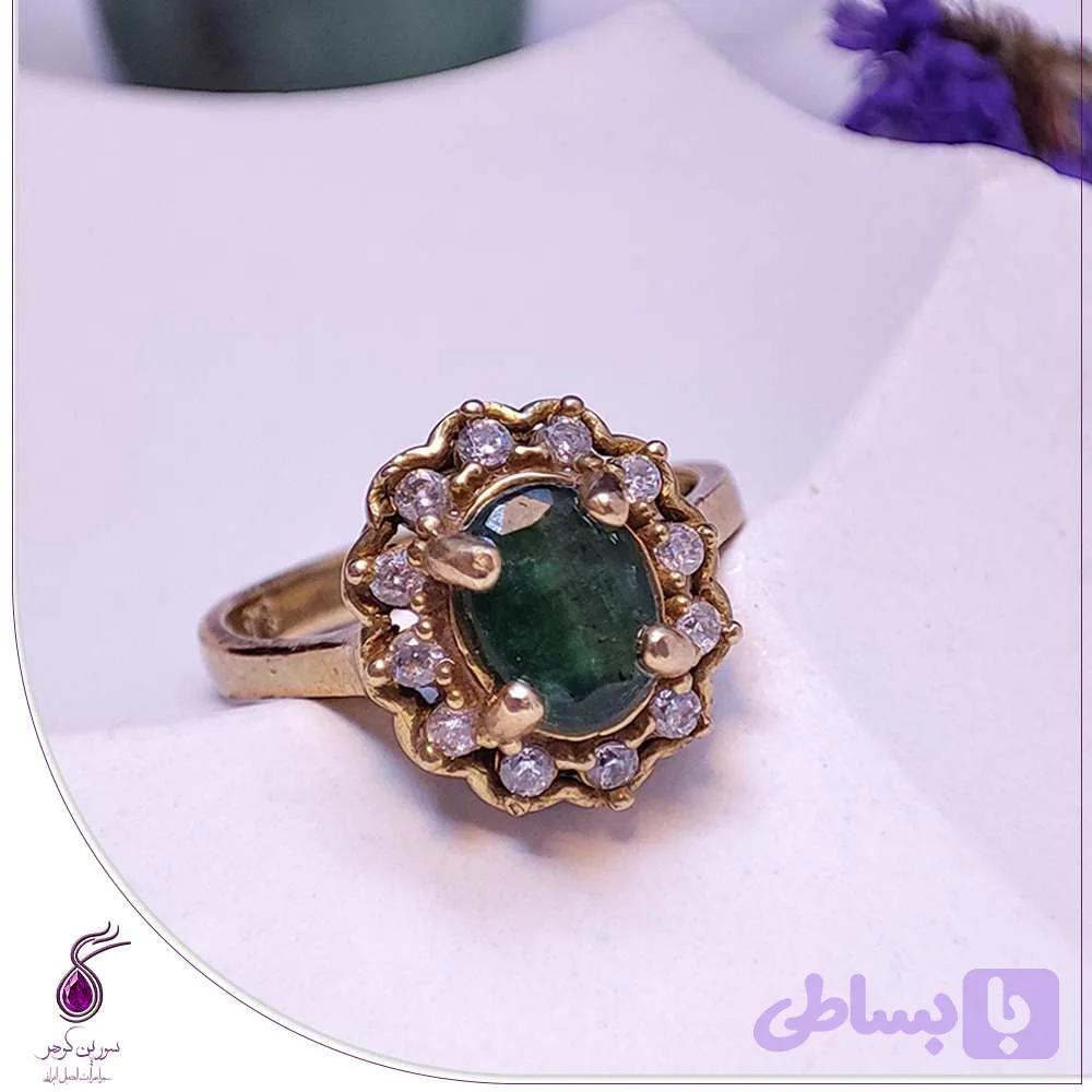 انگشتر یشم سبز با نگین ریز کد R55 — تصویر 1