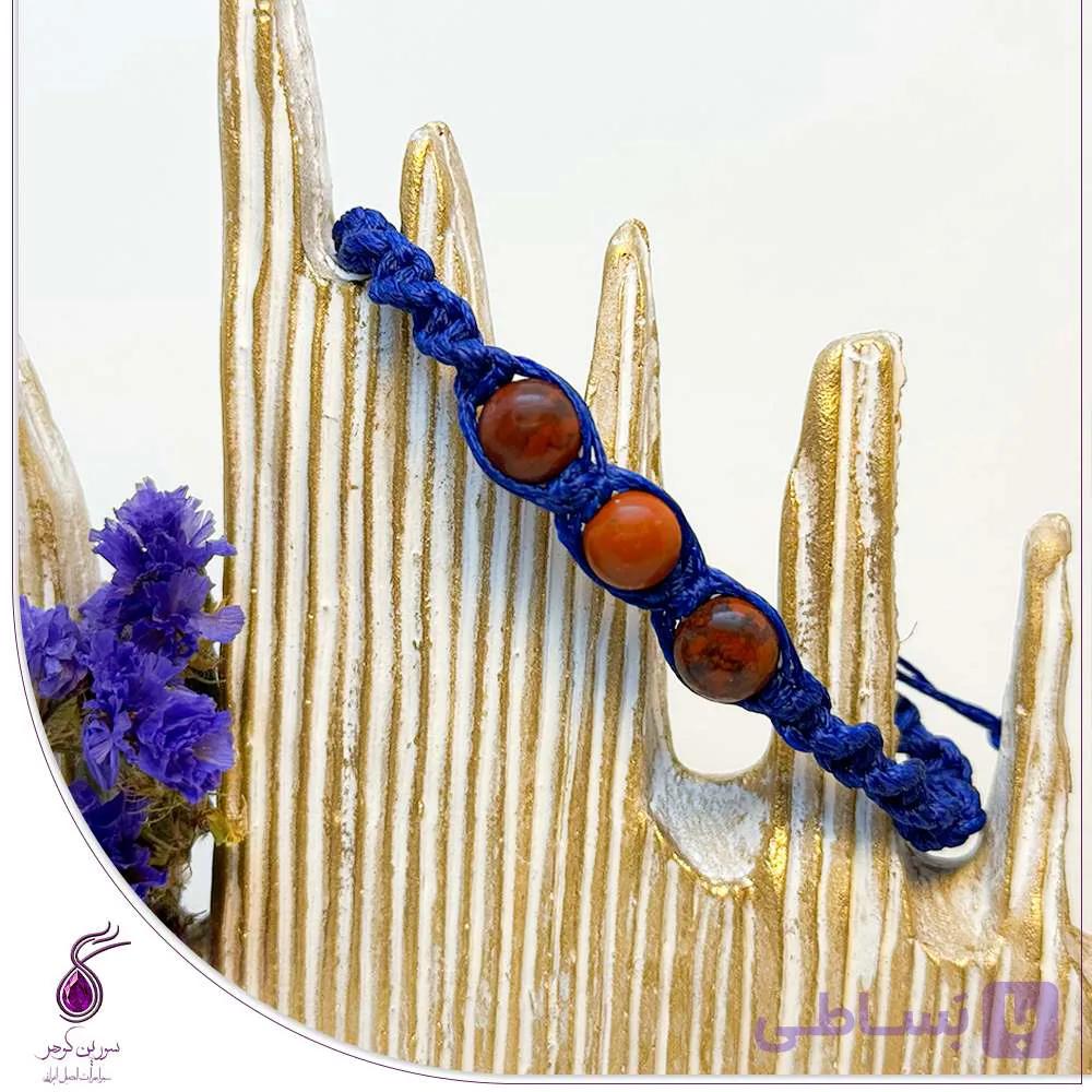 دستبند سنگ جاسپر بافت مکرومه سرمه ای کد B270 — تصویر 1