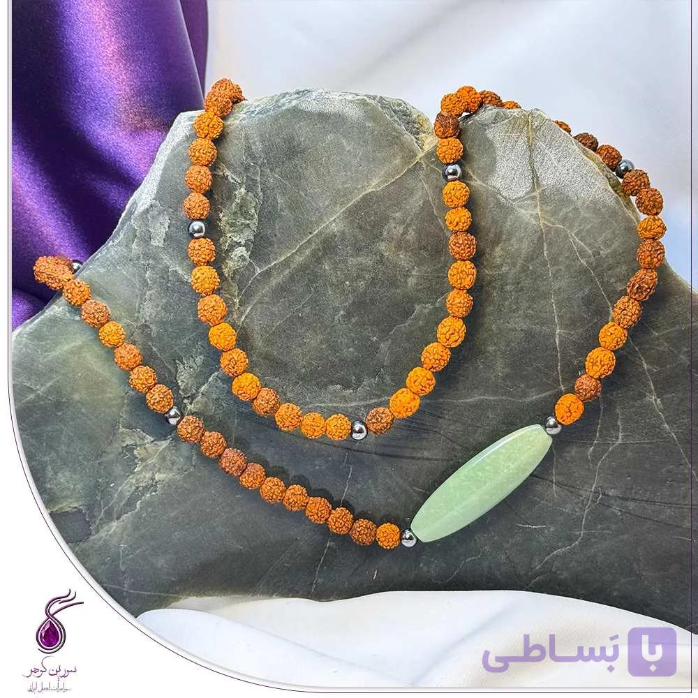 گردنبند سنگ اونتورین و رودراکشا و حدید کد N112 — تصویر 1