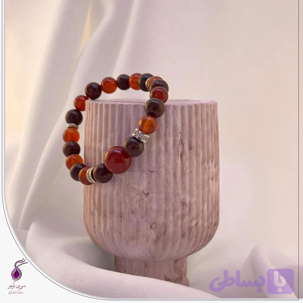 دستبند سنگ عقیق و جاسپر کد B101 — تصویر 1