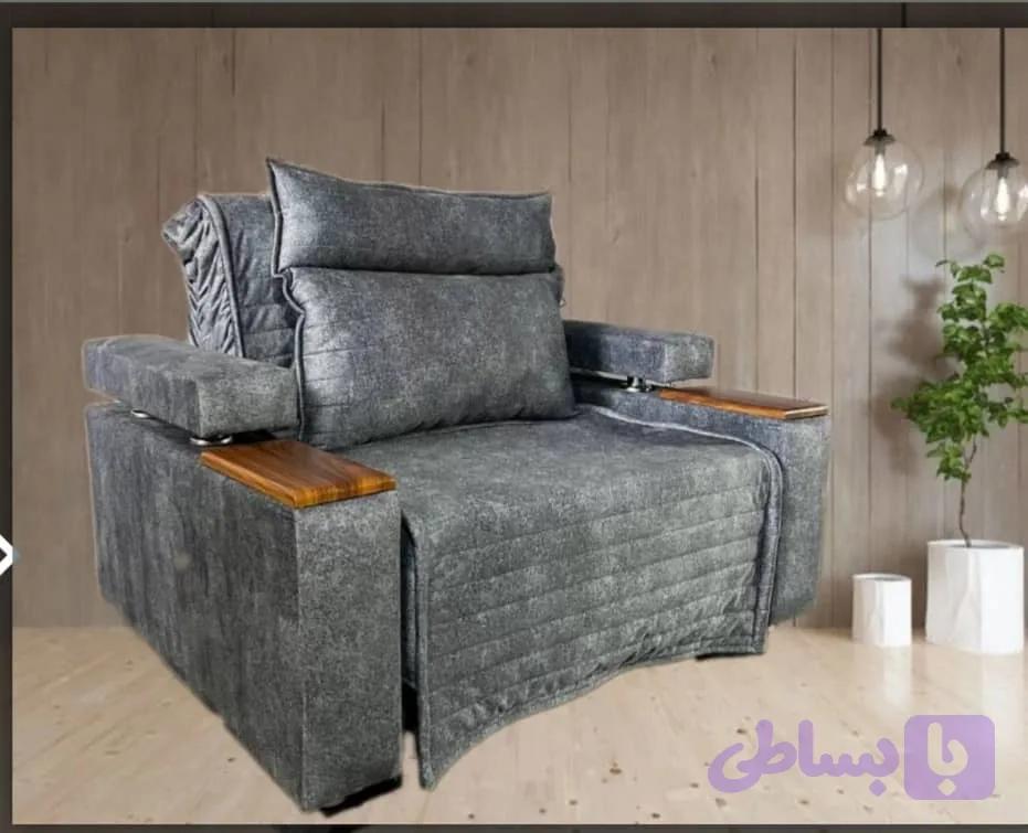 مبل تخت خوابشو مدل کاپری با دسته لاویز عسلی دار