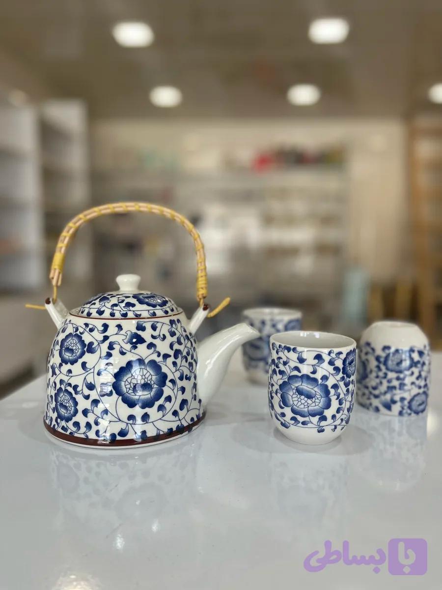 ست قوری و فنجان قلم آبی