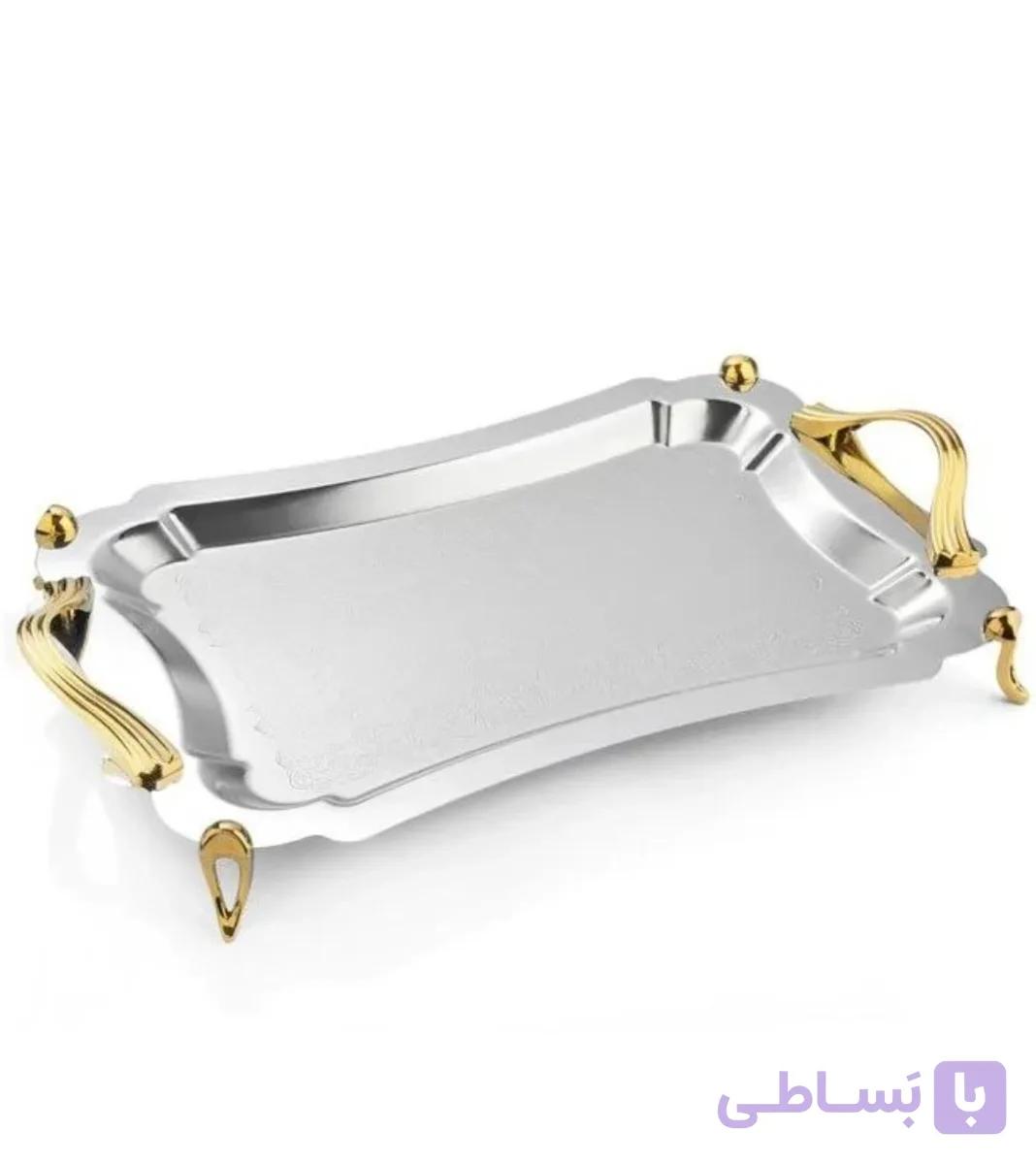 سینی مستطیل متوسط دالبر دسته طلایی Waveساده پایه دار ریور کد BG7137