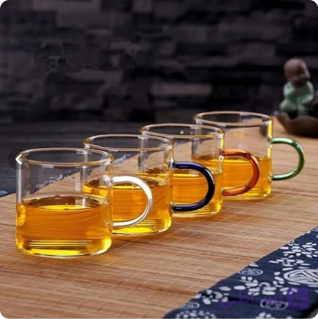 فنجان قهوه خوری پیرکس دسته رنگی ۶ عددی محصول کشور چین — تصویر 1