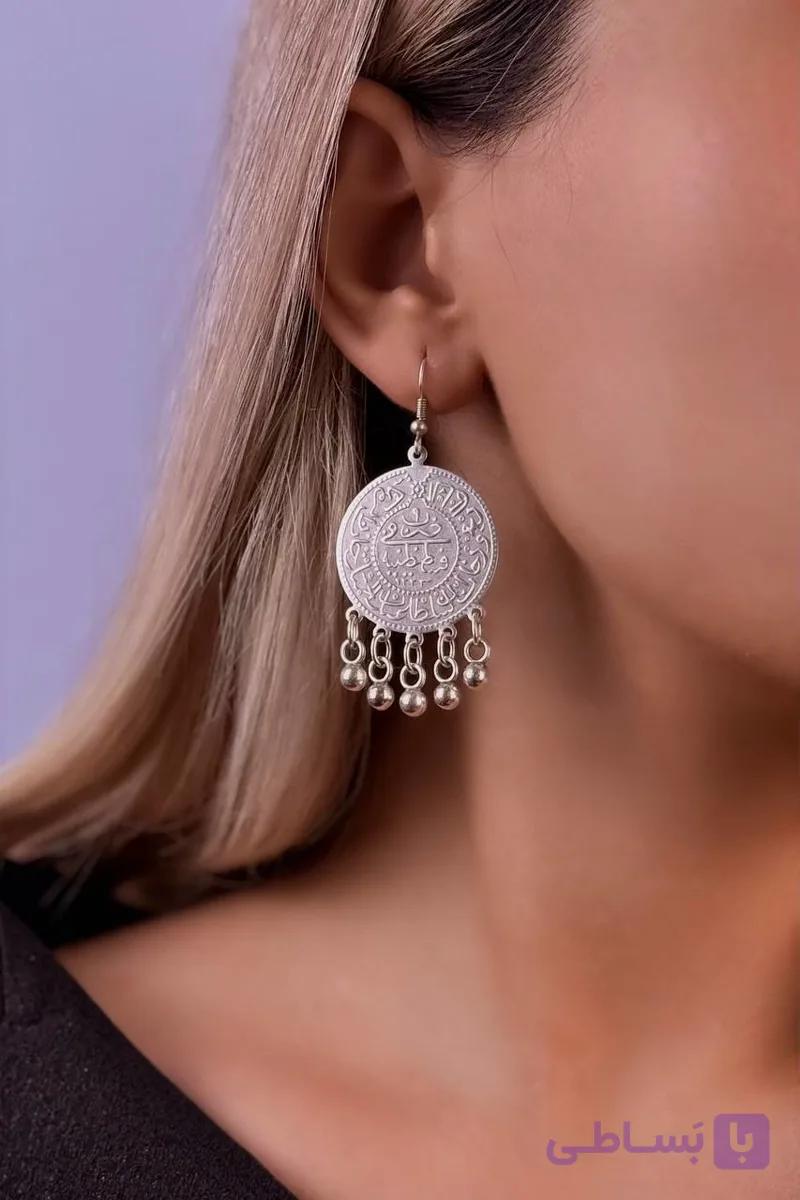گوشواره زنانه ورشو نقره ای