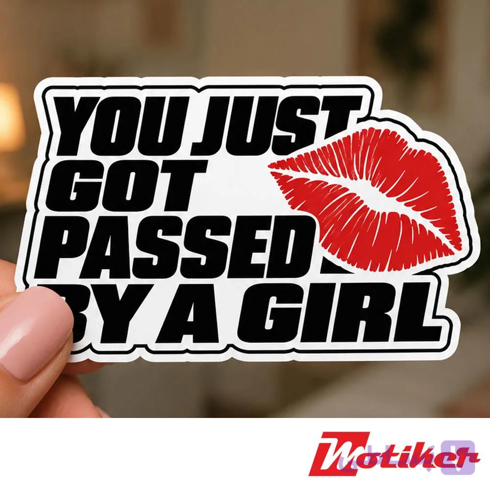 استیکر دختر موتورسوار Passed by a Girl