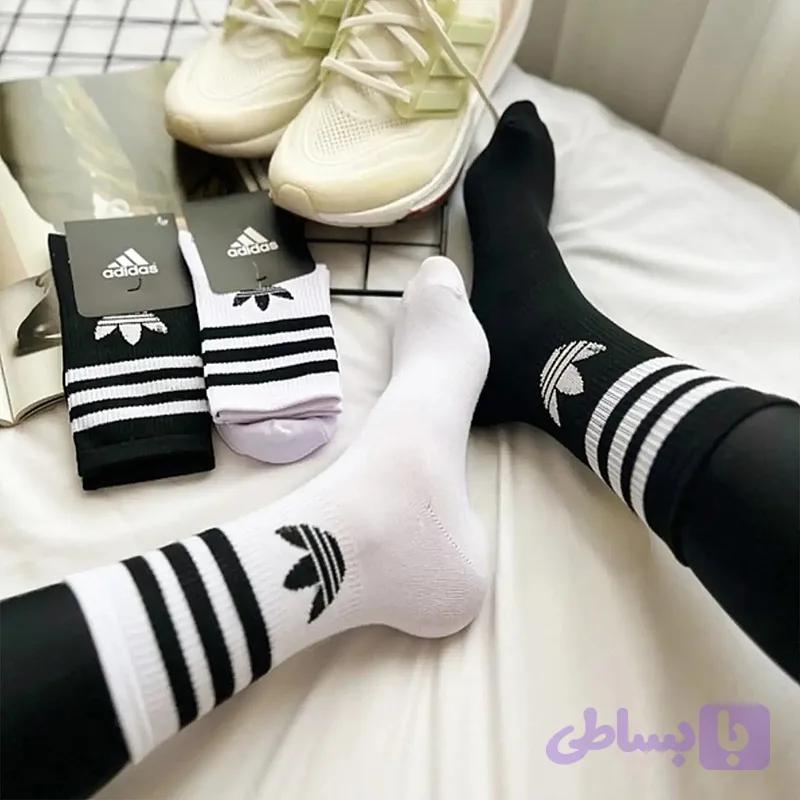 جوراب ساق بلند اسپرت در دو رنگ ترند سفید و مشکی🇮🇷