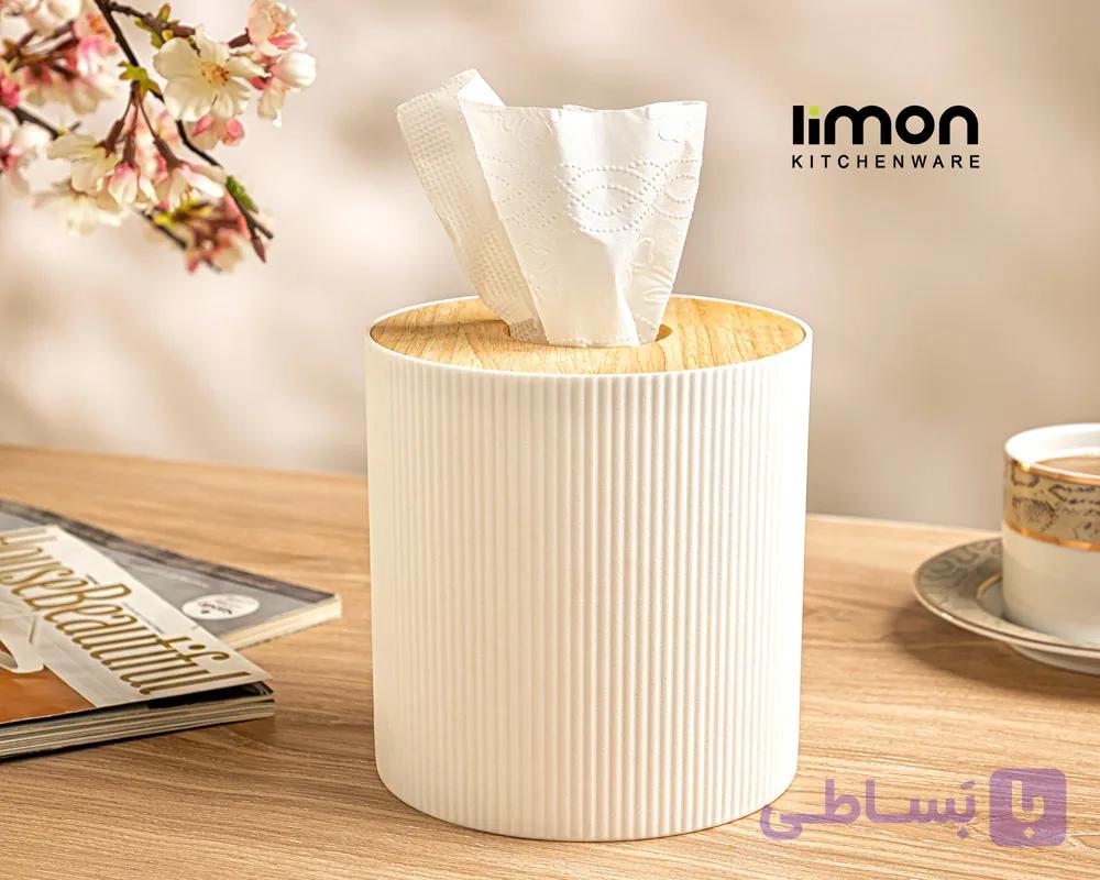 جا دستمال استوانه رویه چوبی لیمون کد 2370
