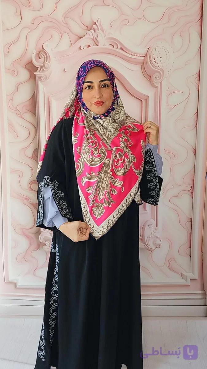 روسری ابریشم توییل فواره 140 دور دوخت ایرانی