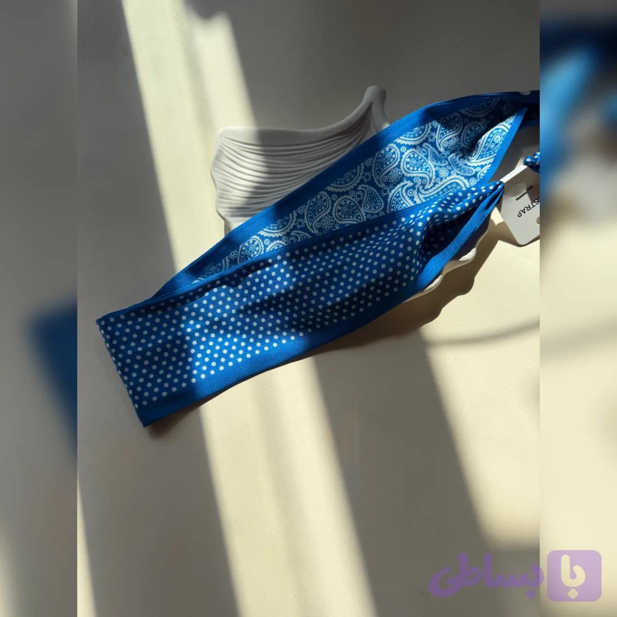 بند عینک ساتن دو رو آبی