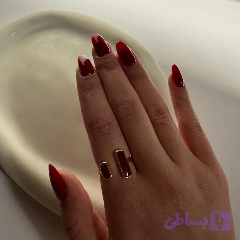 انگشتر مینا کاری زرشکی