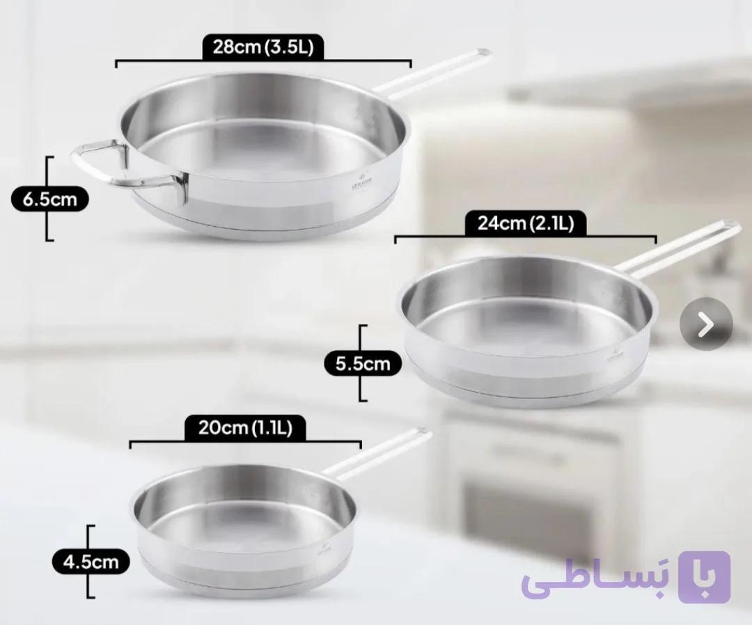 سرویس تابه استیل لایف اسمایل مدل P123FSET سه عددی سایز ۲۸ — تصویر 1