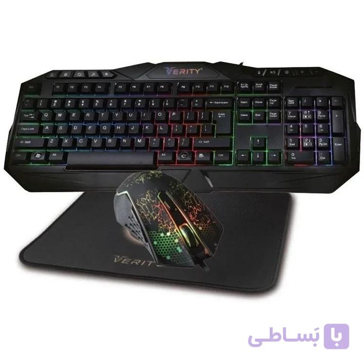 کیبورد و ماوس مخصوص بازی وریتی مدل V-KB6110GCW به همراه ماوس پد — تصویر 1
