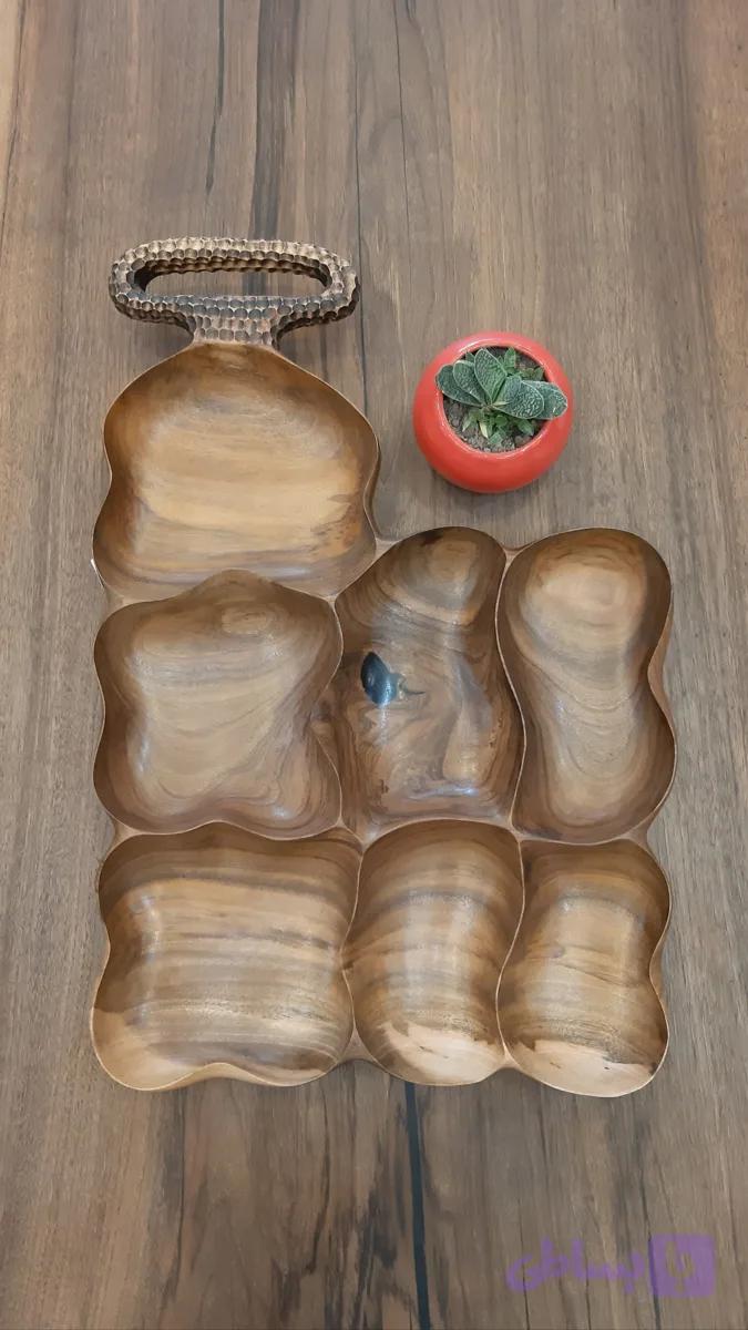 اردور خوری دست ساز چوب گردو دسته دار هفت خانه