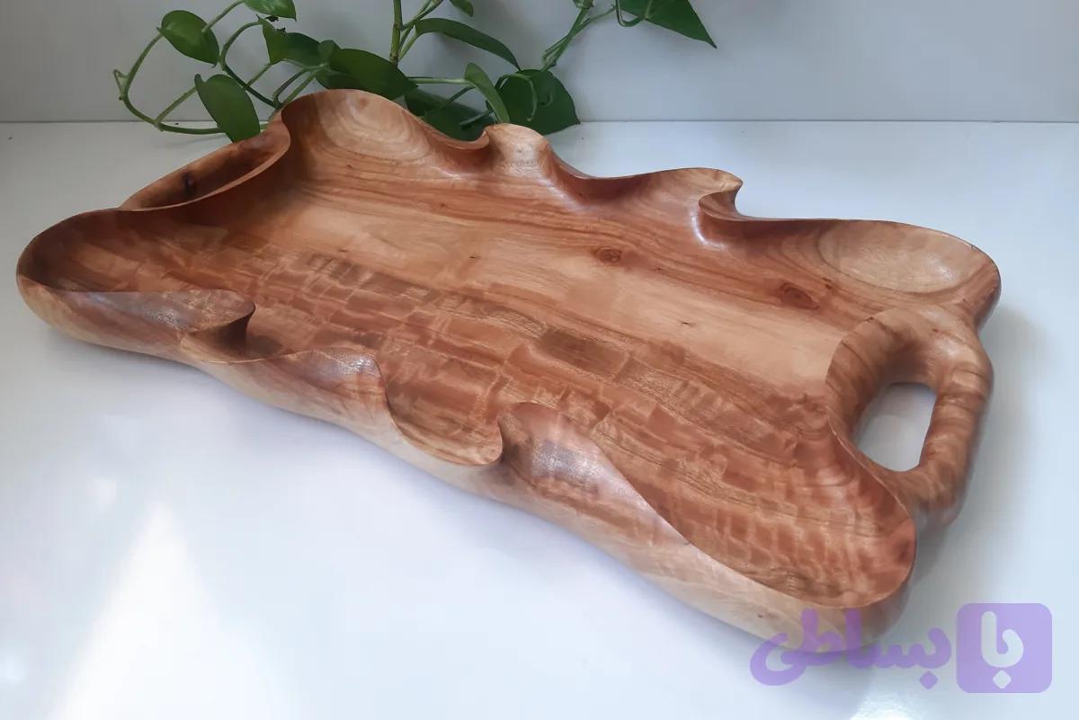 سینی دست‌ساز چوبی دسته دار چوب اکالیپتوس