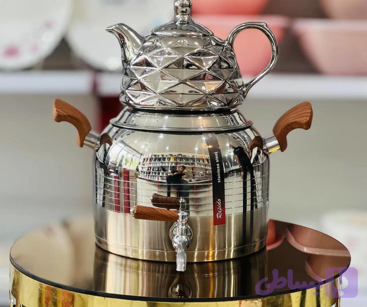 کتری قوری استیل روگازی برند rapido کف چدن ۶ لیتری