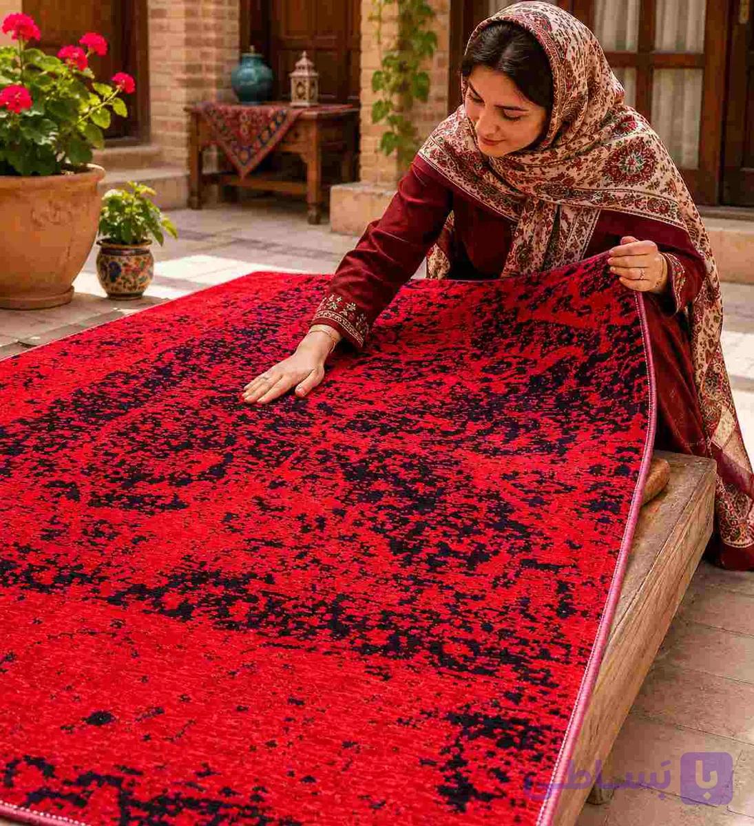روفرشی پتینه وینتج مخمل دو شانل ۲ رو سوپر گلشن یزد سایز ۶ متری — تصویر 1