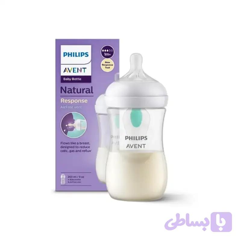 شیشه شیر اونت سوپاپ دار 260 میل با سر شیشه مشابه سینه مادر philips — تصویر 1