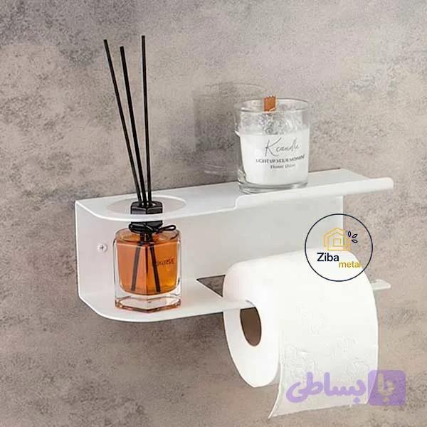 شلف فلزی پایه رول دستمال توالت مدل دکوردار کد zb39