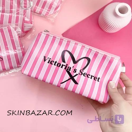 کیف آرایشی ویکتوریا سیکرت صورتی راه راه کد836
