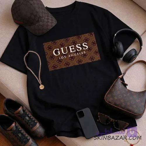 تیشرت باکسی زنانه چاپی طرح گسguess مشکی