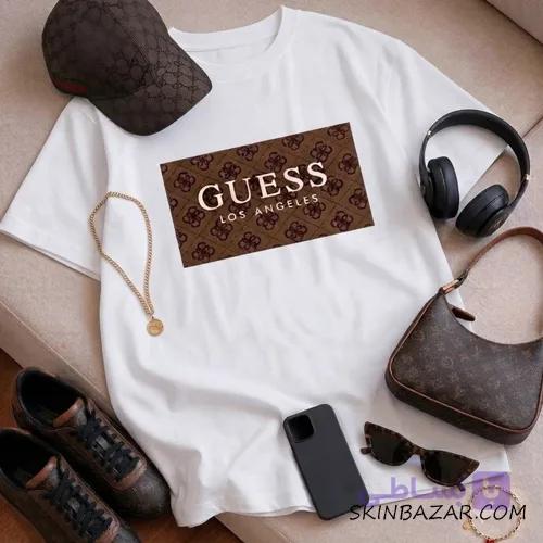 تیشرت باکسی زنانه چاپی طرح گسguess سفید
